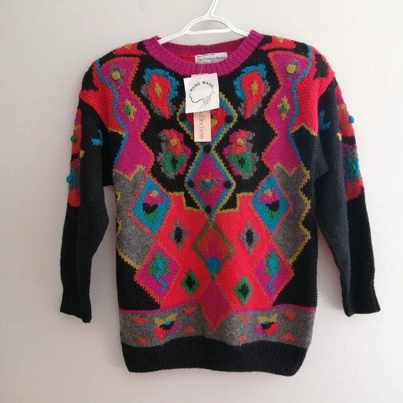 NWT Vintage Hand Made René Derhy Paris Wool Blend Embroidered Knit Sweater Small - Picture 8 of 16